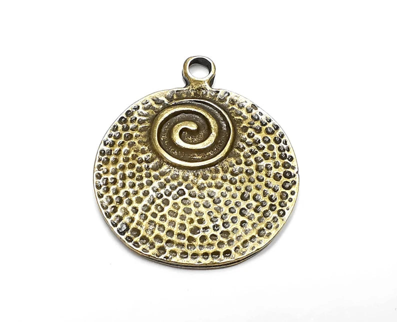 Swirl Hammered Charms, Antique Bronze Plated (39x33mm) G29256