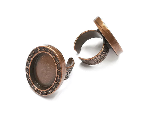 Oval Antique Copper Ring Blank Setting, Cabochon Mounting, Adjustable Resin Ring Base Bezels, Inlay Ring Mosaic Ring Bezel (25x18mm) G29261