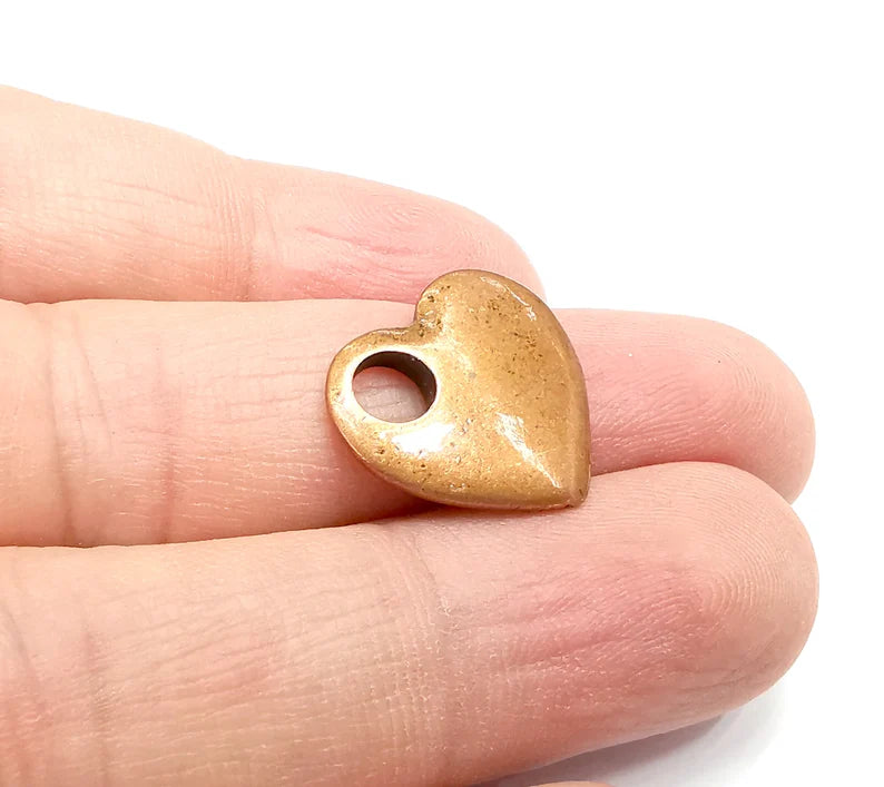 2 Heart Charm, Antique Copper Plated Charms (19x17mm) G33102
