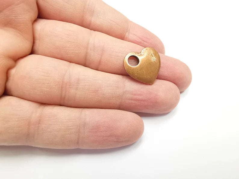 2 Heart Charm, Antique Copper Plated Charms (19x17mm) G33102