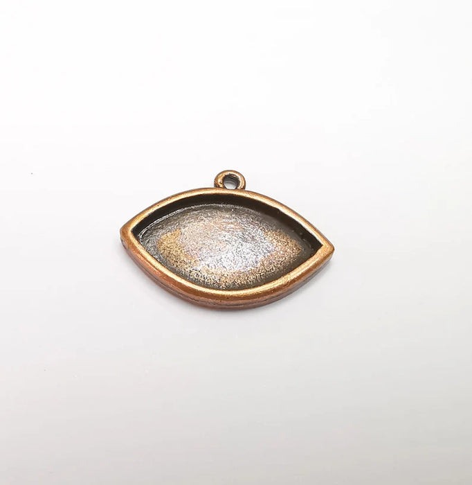 Marquise Charm Bezel, Resin Blank, inlay Mounting, Mosaic Pendant Frame, Cabochon Base, Dry Flower Setting, Antique Copper (24x14mm) G29482