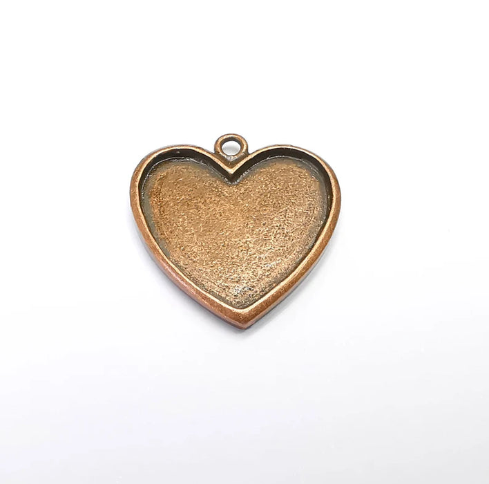 Heart Pendant Bezels, Resin Blank, inlay Mountings, Mosaic Frame, Cabochon Bases, Dry Flower Settings Antique Copper Plated (25x25mm) G29265