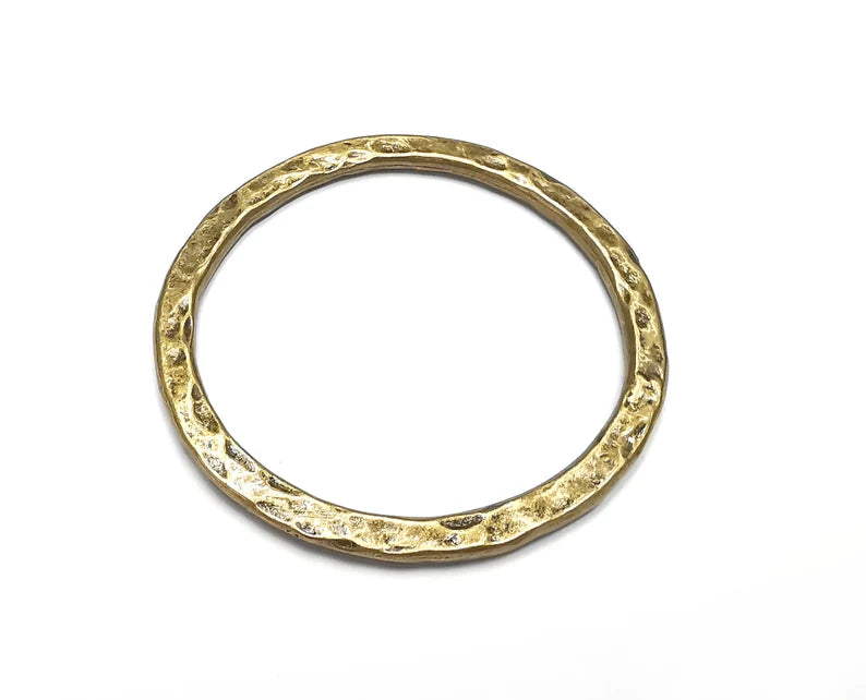 Hammered Circle Findings Hoop, Antique Bronze Plated (60mm) G29279