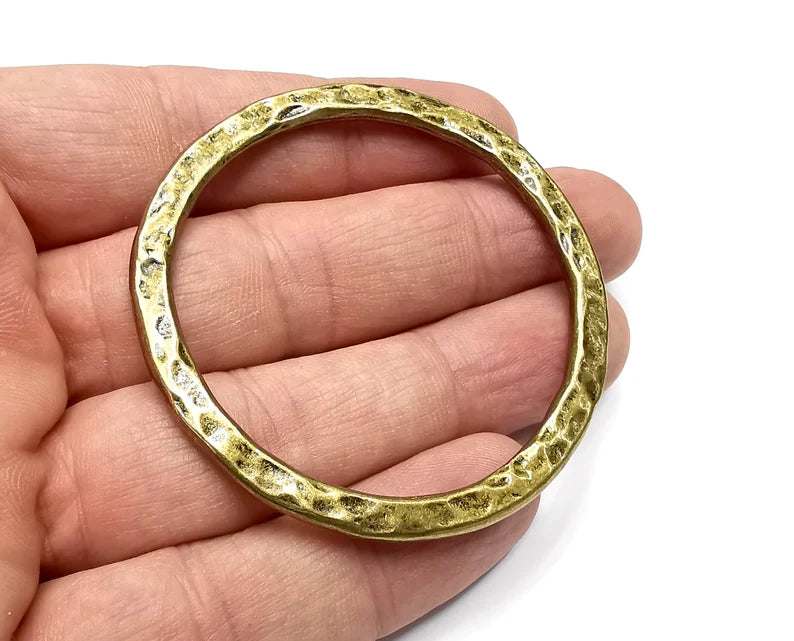 Hammered Circle Findings Hoop, Antique Bronze Plated (60mm) G29279