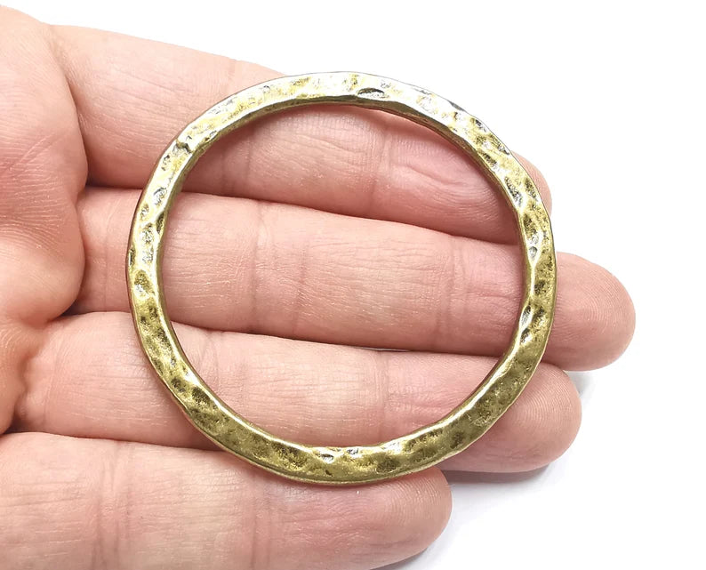 Hammered Circle Findings Hoop, Antique Bronze Plated (60mm) G29279