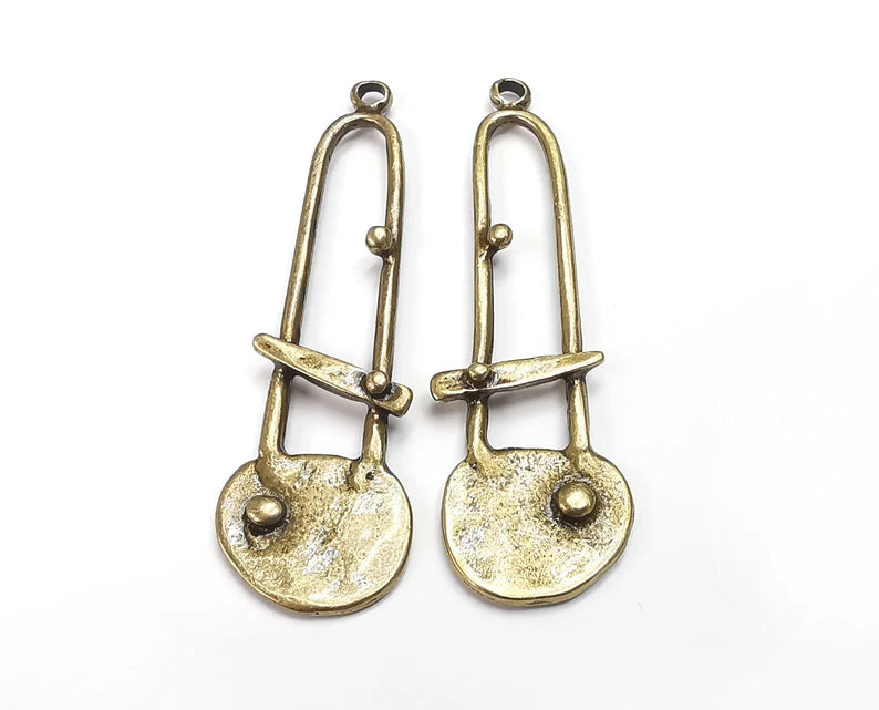 Ethnic Charms, Dangle Pendant, Earring Charms, Jewelry Findings, Antique Bronze Plated (64x19mm) G29494