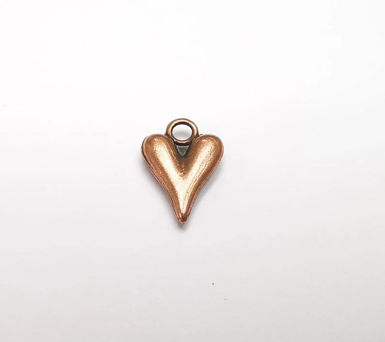 5 Heart Charm (Double Sided) Antique Copper Plated Charm (16x11mm) G29493