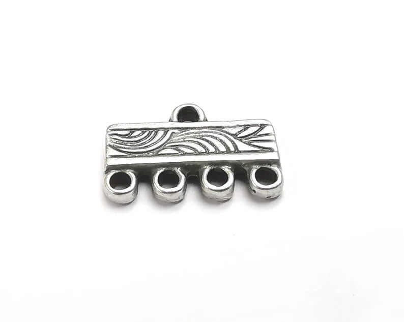 4 Separator Findings, End Bar Findings Antique Silver Plated (16x10mm) G29496