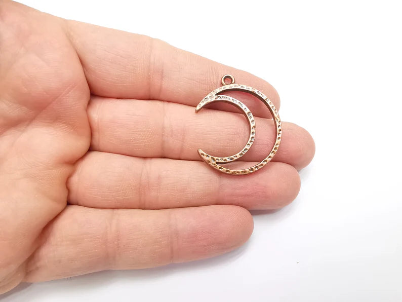 2 Moon Charms Antique Copper Plated Crescent Charms (35x29mm) G29289