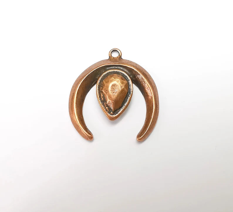 Crescent Pear Charms Antique Copper Plated Charms (35x32mm) G29293