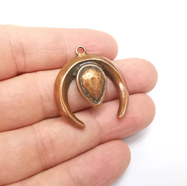 Crescent Pear Charms Antique Copper Plated Charms (35x32mm) G29293