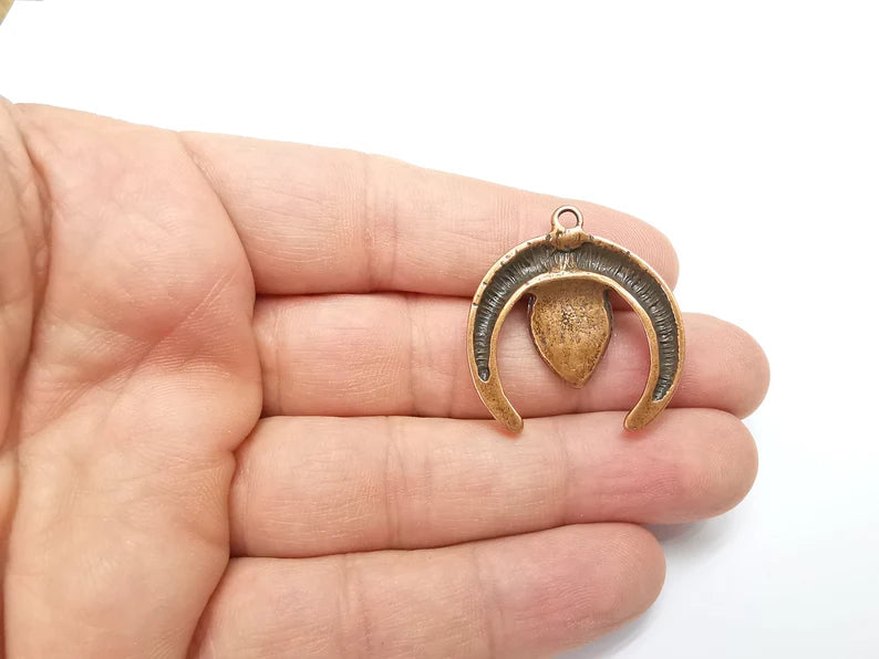 Crescent Pear Charms Antique Copper Plated Charms (35x32mm) G29293