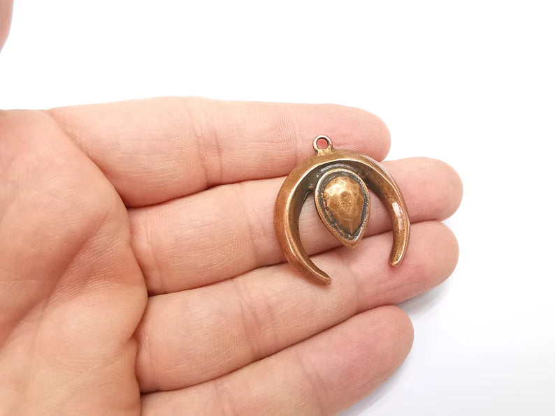 Crescent Pear Charms Antique Copper Plated Charms (35x32mm) G29293