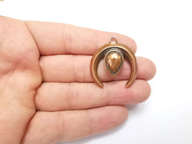 Crescent Pear Charms Antique Copper Plated Charms (35x32mm) G29293