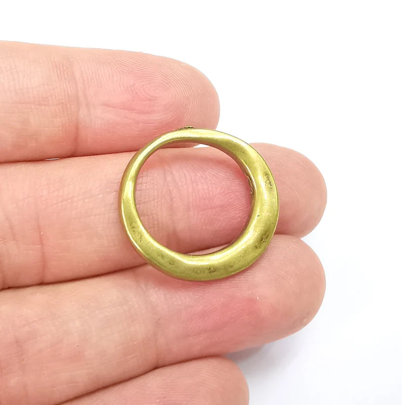 Hammered Circle Jewelry Findings Antique Bronze Plated Organic Shape Charms (24mm) G29600