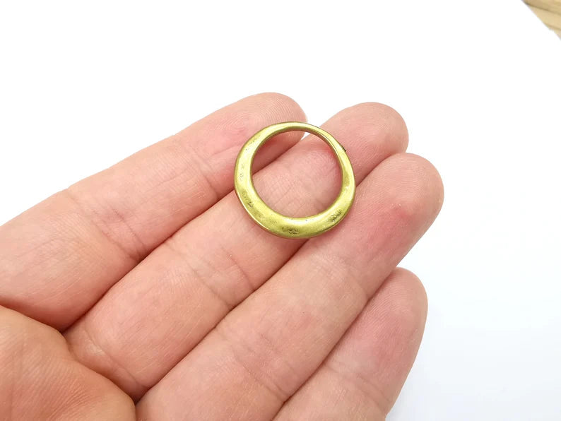 Hammered Circle Jewelry Findings Antique Bronze Plated Organic Shape Charms (24mm) G29600