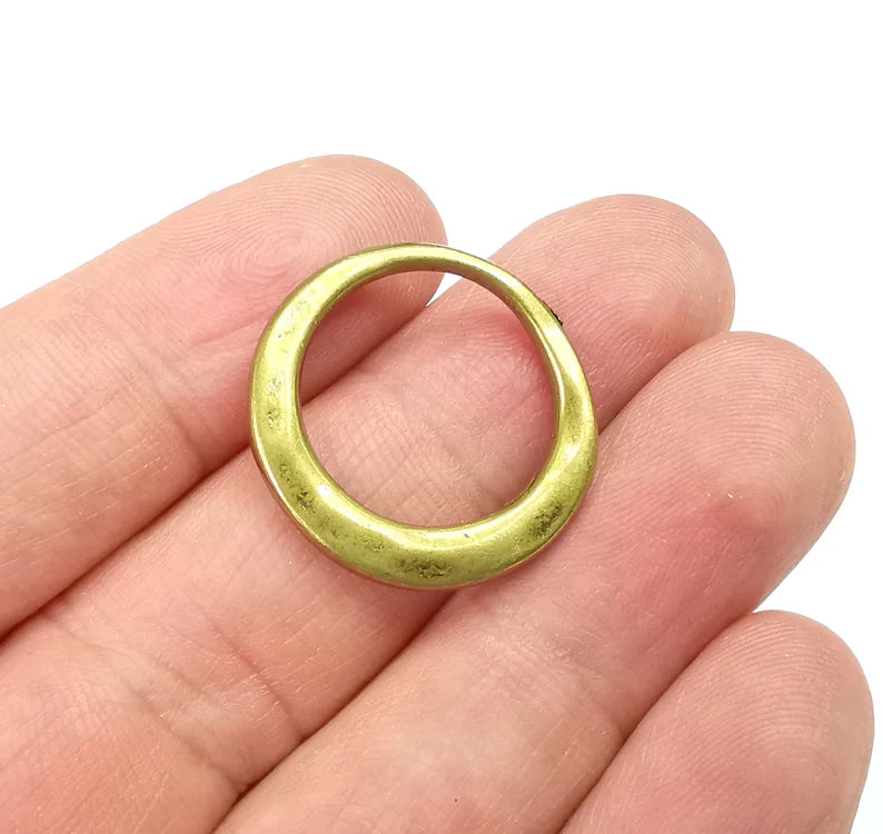 Hammered Circle Jewelry Findings Antique Bronze Plated Organic Shape Charms (24mm) G29600