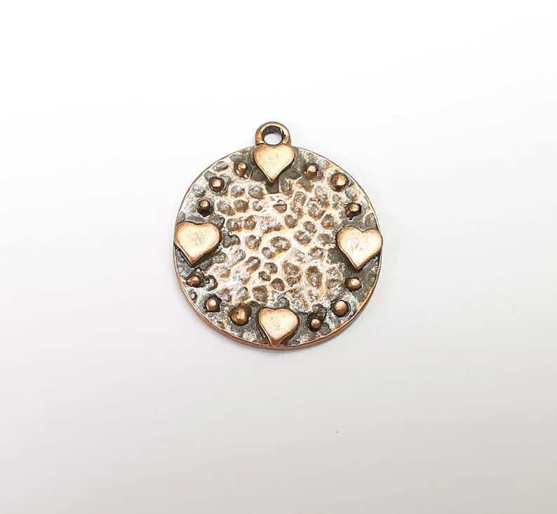 Hearts Charms Pendant Antique Copper Plated (28x25mm) G29601
