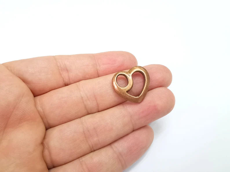 2 Hearts Charms Antique Copper Plated (22x20mm) G29603