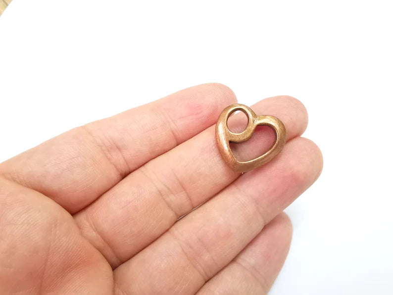 2 Hearts Charms Antique Copper Plated (22x20mm) G29603