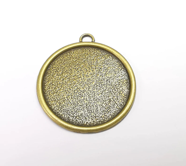 Round Pendant Bezel, Resin Blank, inlay Mounting, Mosaic Pendant Frame, Cabochon Base,Dry Flower Setting, Antique Bronze (39mm) G29604