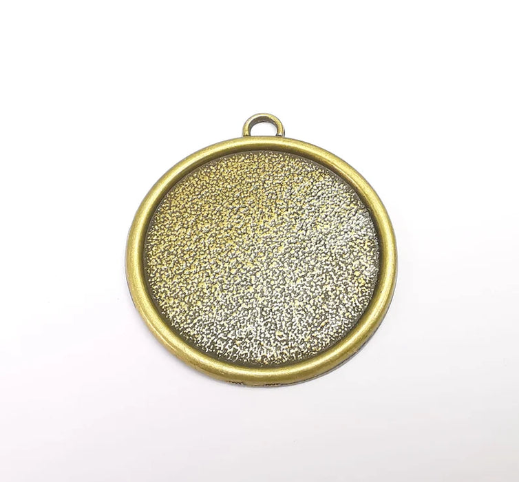 Round Pendant Bezel, Resin Blank, inlay Mounting, Mosaic Pendant Frame, Cabochon Base,Dry Flower Setting, Antique Bronze (39mm) G29604