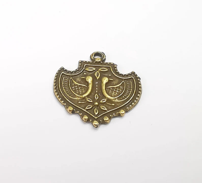 2 Bronze Dangle Charms, Antique Bronze Plated (27x26mm) G29608