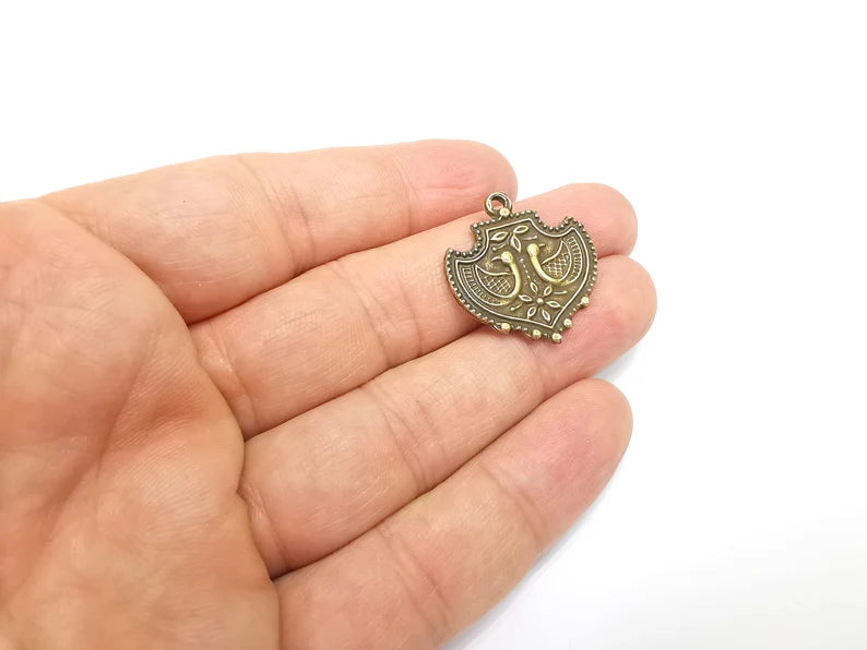 2 Bronze Dangle Charms, Antique Bronze Plated (27x26mm) G29608