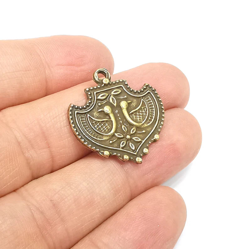 2 Bronze Dangle Charms, Antique Bronze Plated (27x26mm) G29608