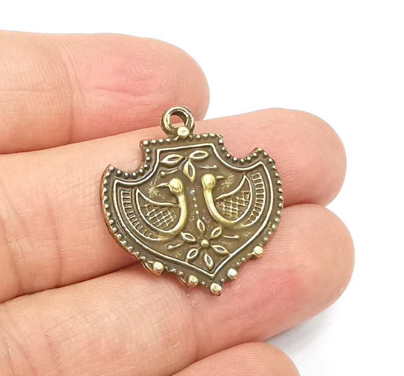 2 Bronze Dangle Charms, Antique Bronze Plated (27x26mm) G29608