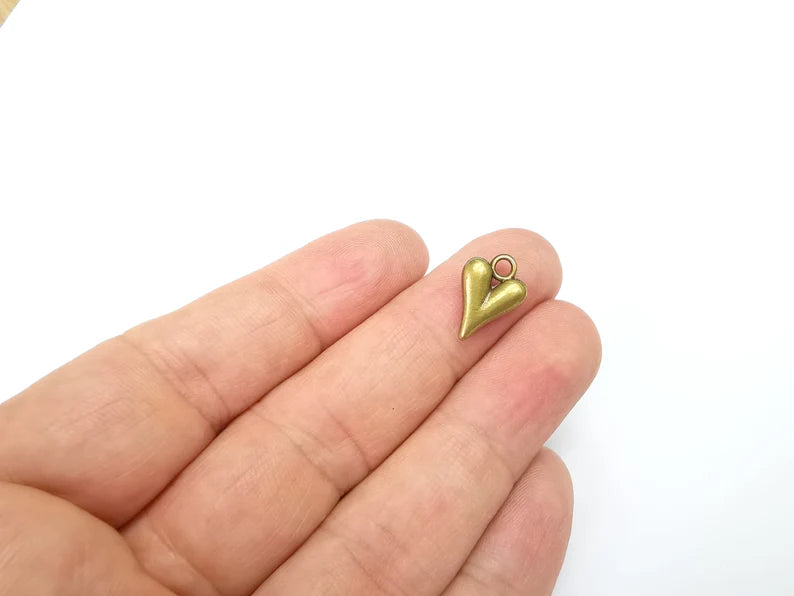 5 Heart Charms Antique Bronze Plated Charms (15x10mm) G29609