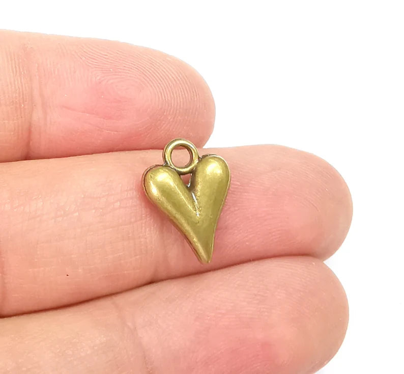 5 Heart Charms Antique Bronze Plated Charms (15x10mm) G29609