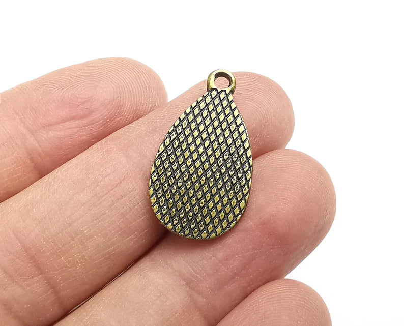 2 Teardrop Charm Bezel, Resin Blank, Mosaic Pendant Frame, Cabochon Base,Dry Flower Setting,Antique Bronze Plated (18x10mm) G29613