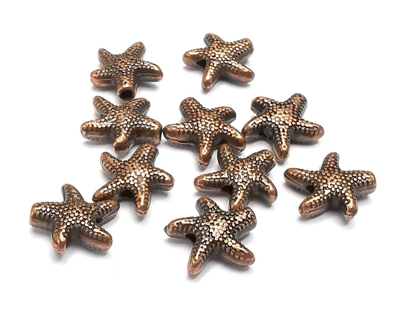 10 Starfish Beads Antique Copper Plated Beads (10mm) G29622