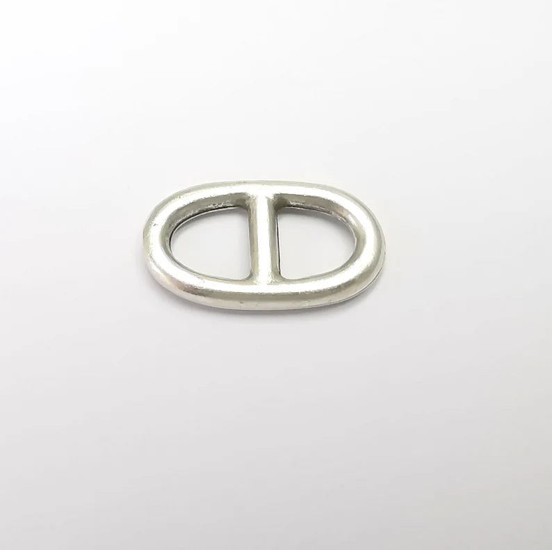 5 Two Hole Connector Antique Silver Plated Oval Findings (23x13mm) G29401