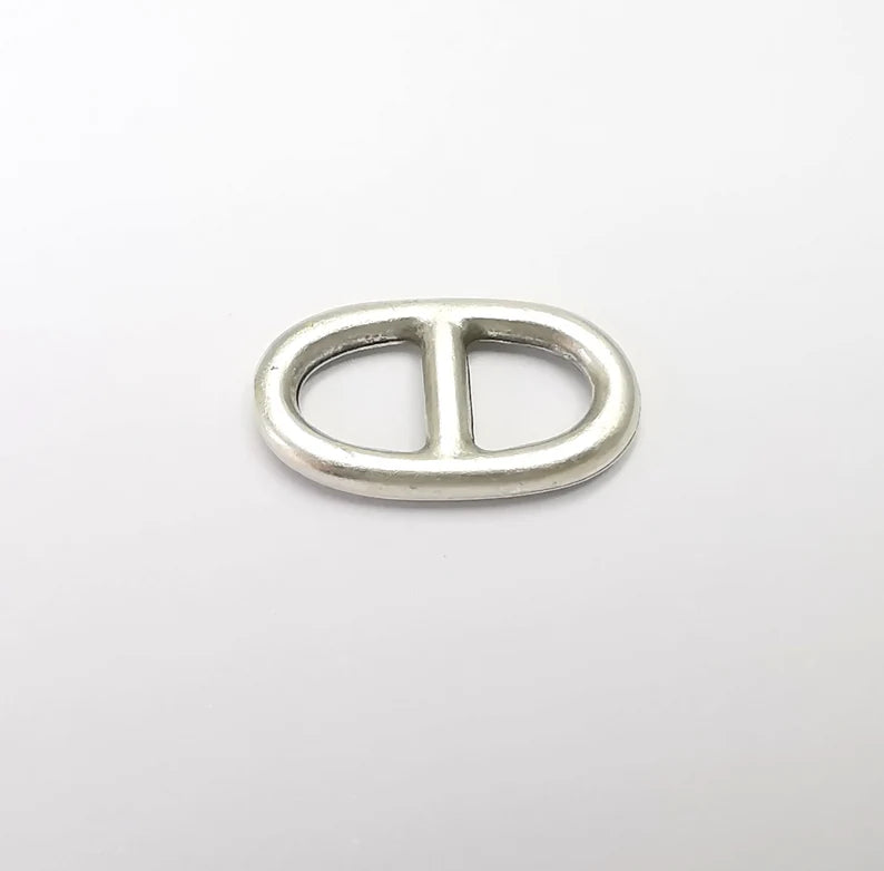 5 Two Hole Connector Antique Silver Plated Oval Findings (23x13mm) G29401