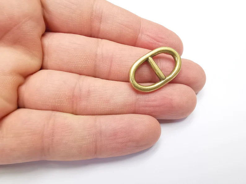 5 Two Hole Connector Antique Bronze Plated Oval Findings (23x13mm) G29411
