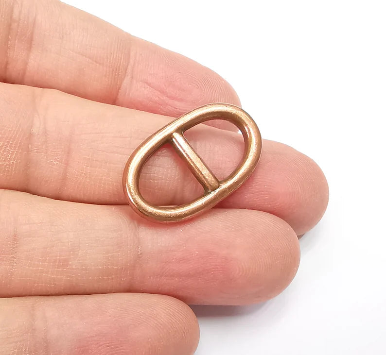 5 Two Hole Connector Antique Copper Plated Oval Findings (23x13mm) G29413