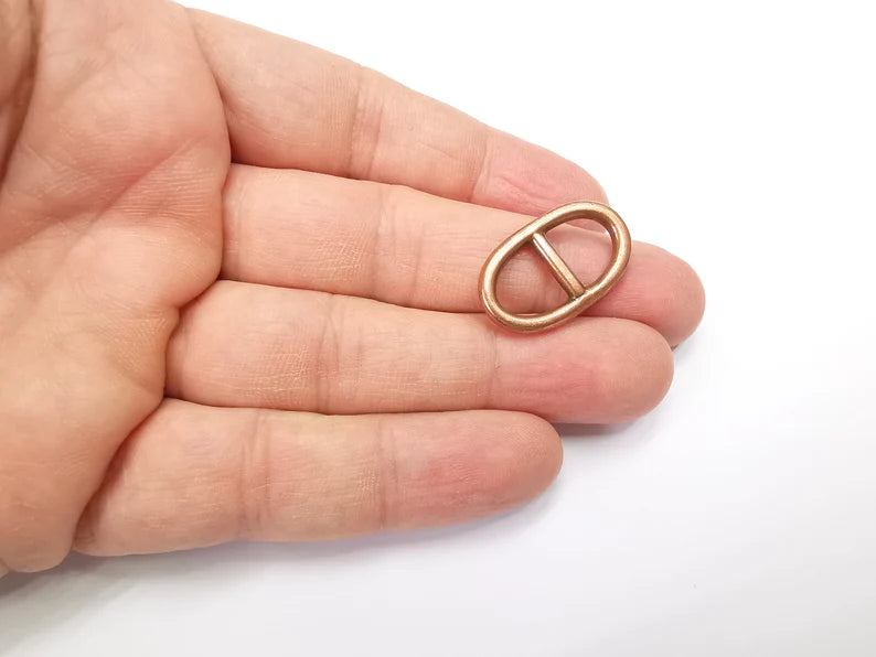 5 Two Hole Connector Antique Copper Plated Oval Findings (23x13mm) G29413