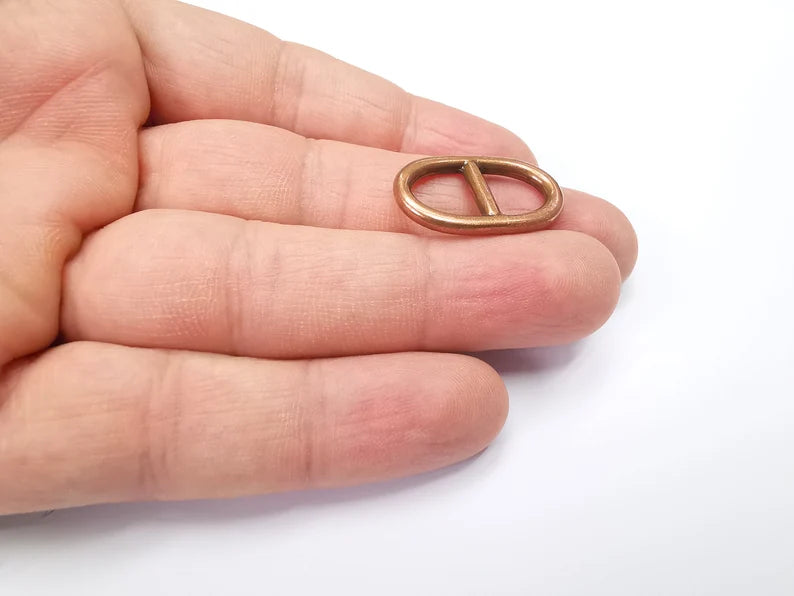 5 Two Hole Connector Antique Copper Plated Oval Findings (23x13mm) G29413