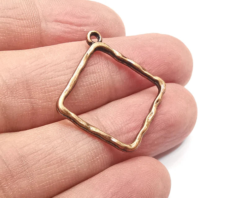 5 Square Charms Antique Copper Plated Charms (30x28mm) G29414