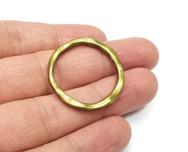 Antique Bronze Round Connector Antique Bronze Plated Organic Shape Hoop (34mm) G29419
