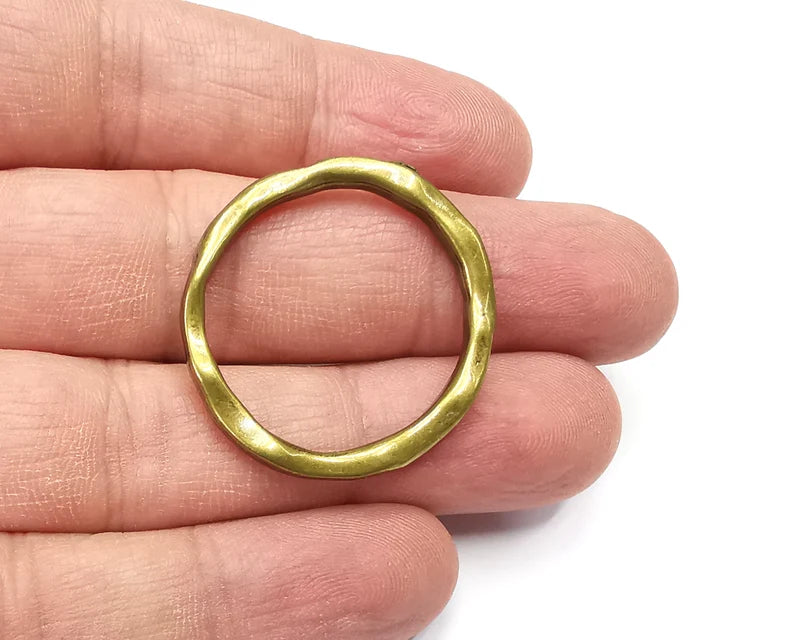Antique Bronze Round Connector Antique Bronze Plated Organic Shape Hoop (34mm) G29419