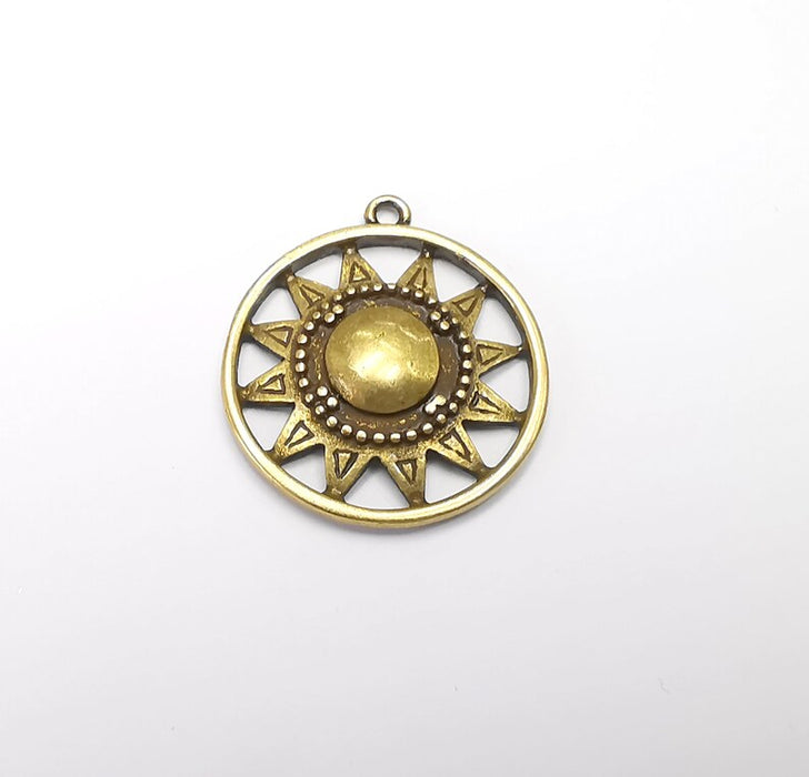 Sun Charm, Antique Bronze Plated Charms (33x29mm) G29420