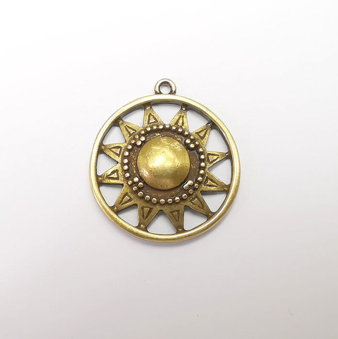 Sun Charm, Antique Bronze Plated Charms (33x29mm) G29420