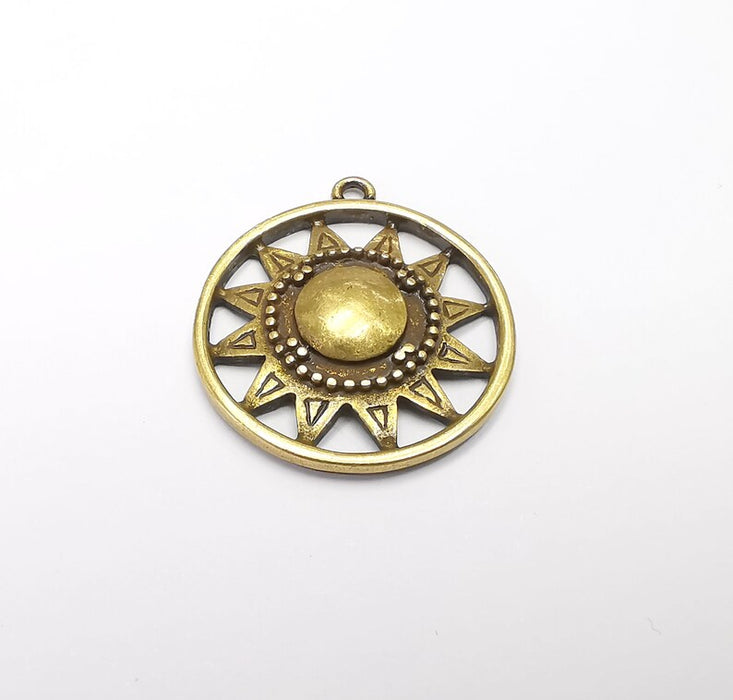 Sun Charm, Antique Bronze Plated Charms (33x29mm) G29420