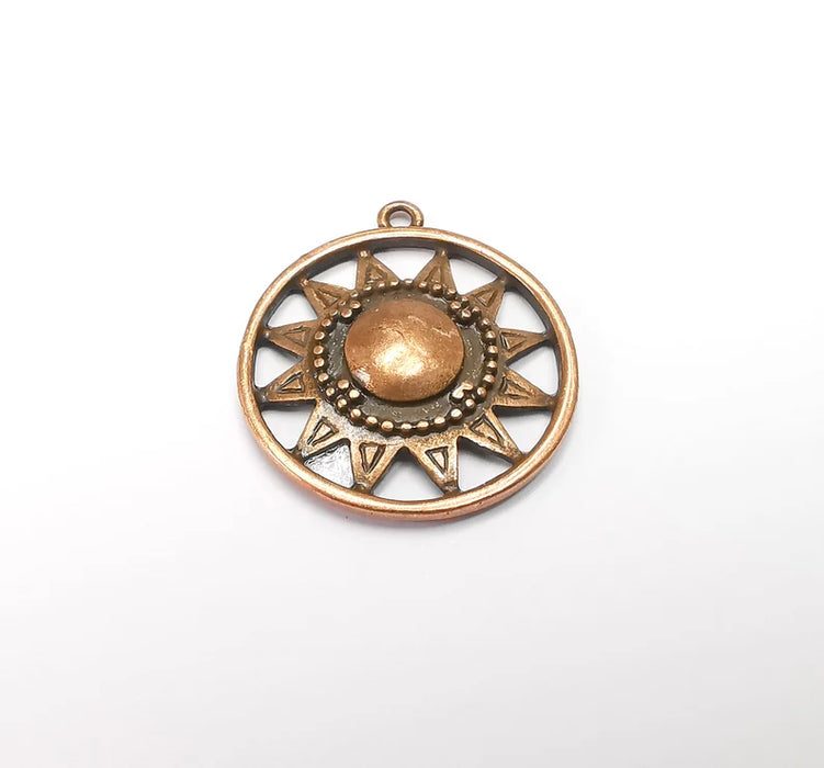 Sun Charm, Antique Copper Plated Charms (33x29mm) G29425