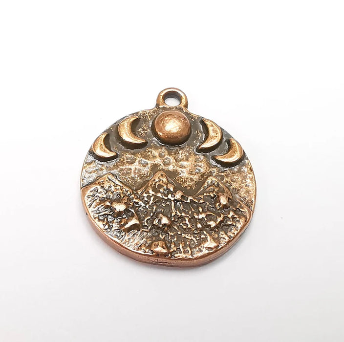 Mountain and Moon Charms The phases of the Moon Charms Pendant Antique Copper Plated Charms (28x24mm) G29427