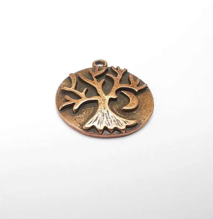 Tree and Crescent Charms Pendant Antique Copper Plated Charms (28x25mm) G29429