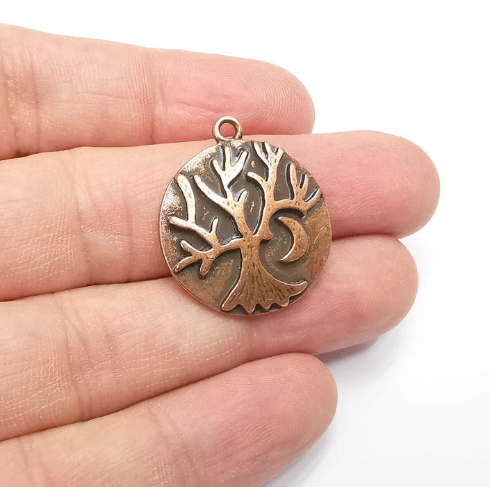 Tree and Crescent Charms Pendant Antique Copper Plated Charms (28x25mm) G29429